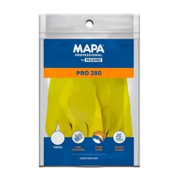 Luva mucambo 280 flex profissional flocada amarela tamanho xf